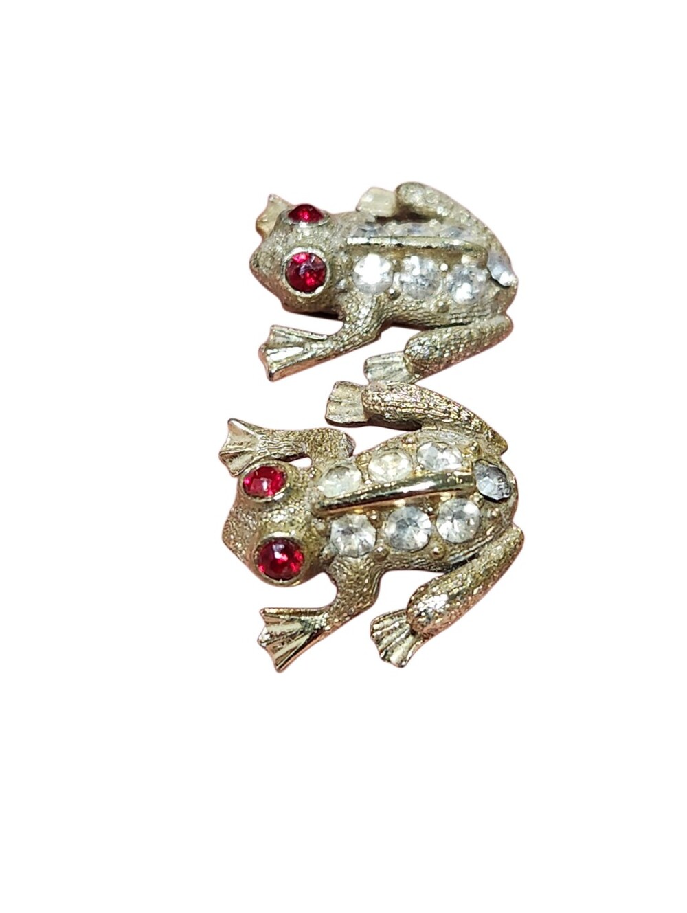 Vintage NEMO Frog Scatter Pins Brooches Rhinestone Red Eyes VTG Frogs Pin Brooch